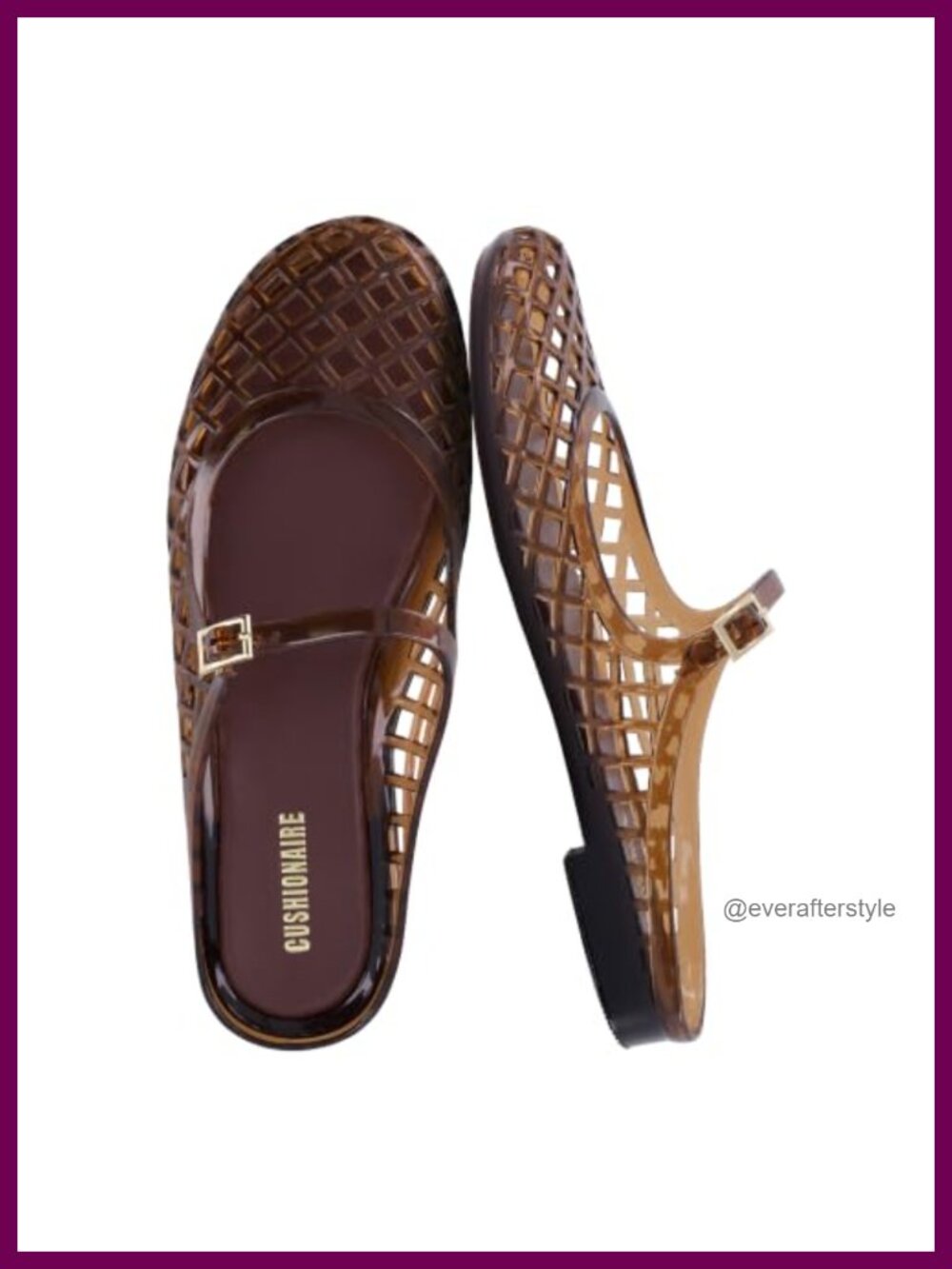 CUSHIONAIRE Java Jelly Flats Adjustable Strap Closed Toe Mary Janes Mule